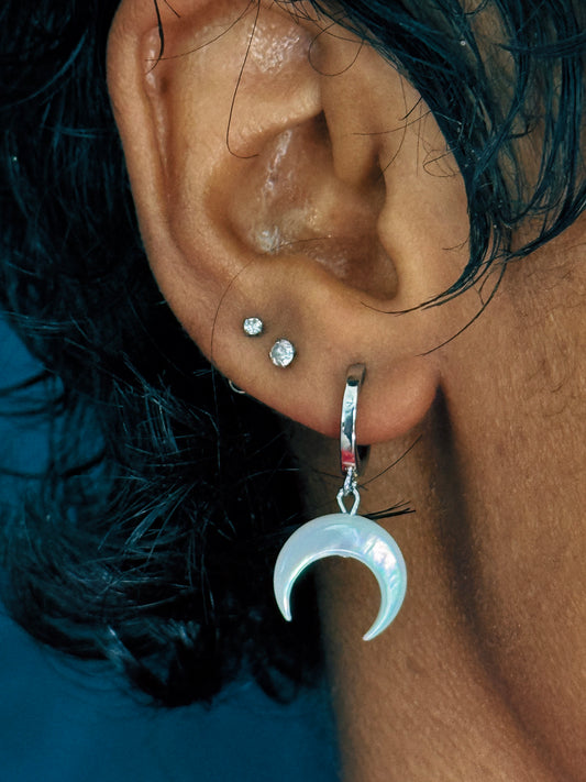 Crescent Drop Huggie Earrings
