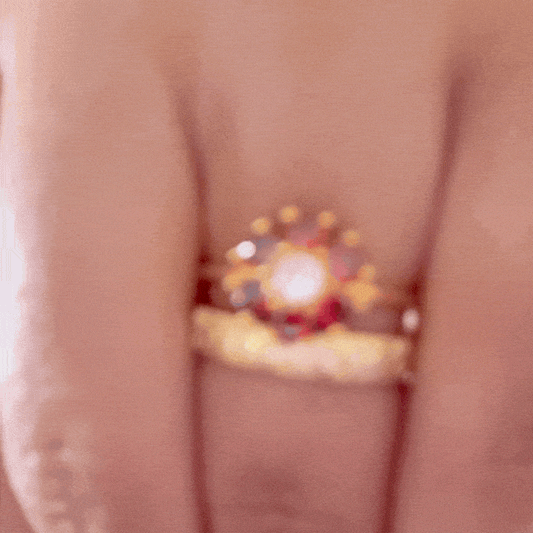 Everblossom + Red Daisy Stacking Ring Set
