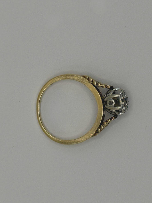 Victorian Style Diamond Daisy Cluster Ring • 14k Gold Vintage Ring