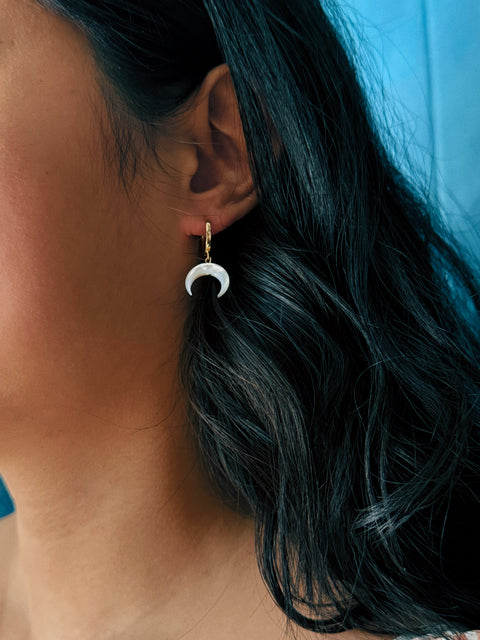 Crescent Drop Huggie Earrings