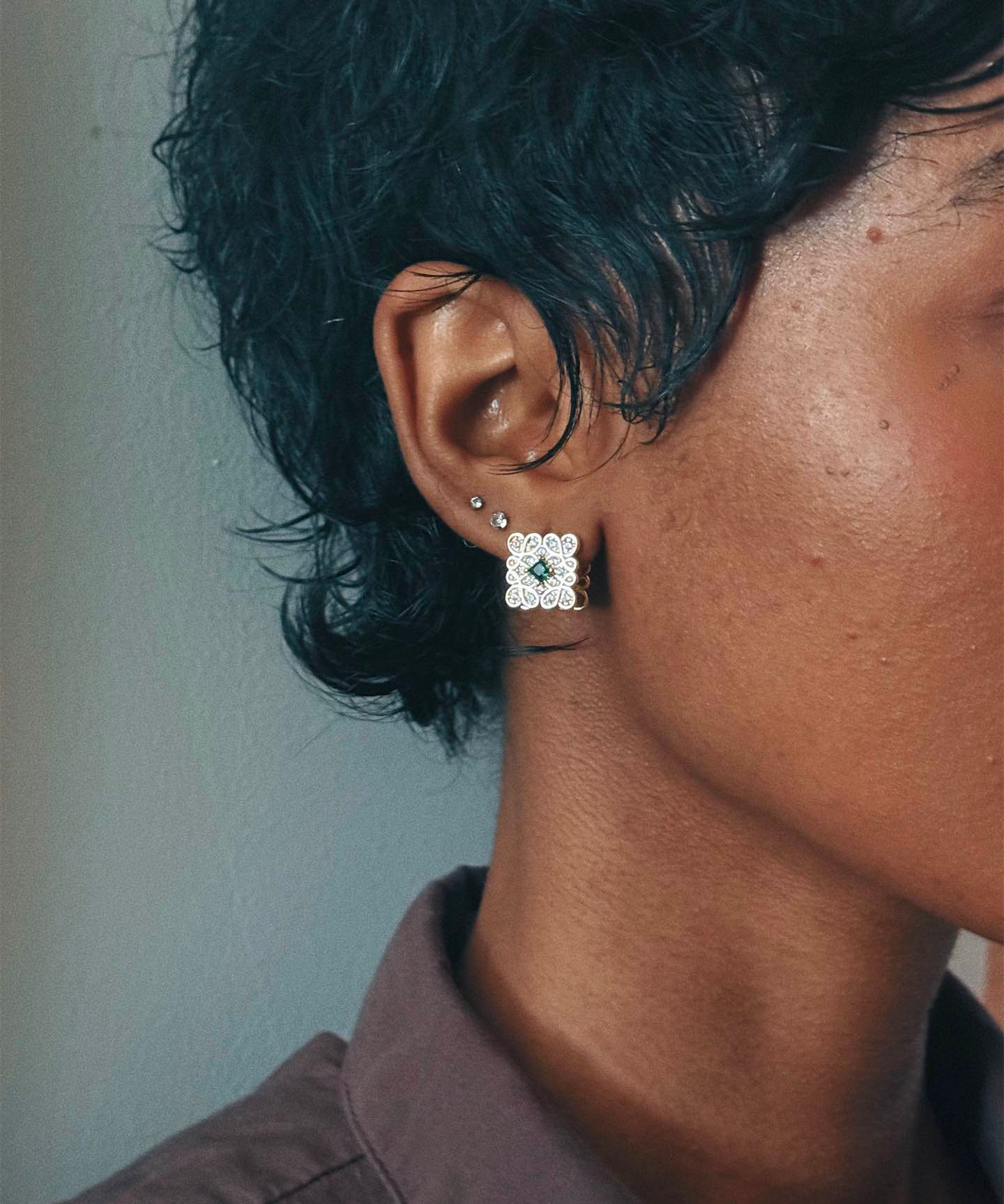 Art Deco Emerald Stud Earrings