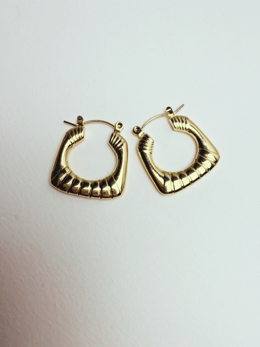 Sculpted Deco Drop Hoops