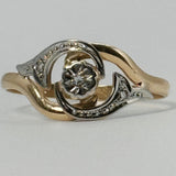 Tourbillon Style Swirl Diamond Ring • 18k Yellow & White Gold