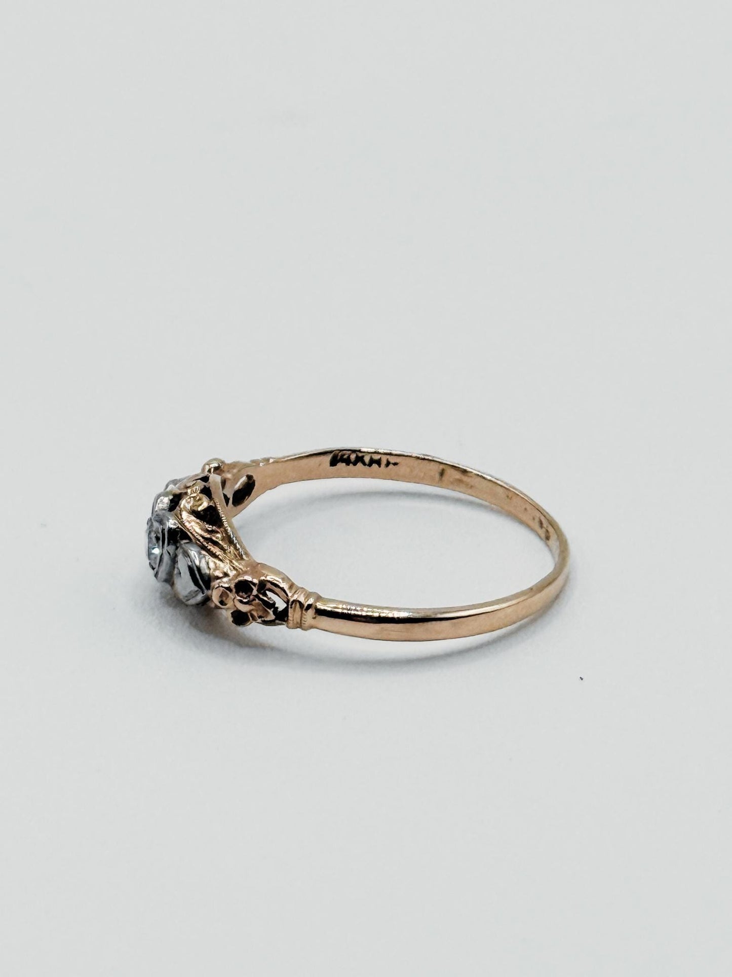 Victorian Revival Heart Ring • 14k Yellow & White Gold • Old Mine Cut Diamond
