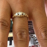 Victorian Revival Heart Ring • 14k Yellow & White Gold • Old Mine Cut Diamond