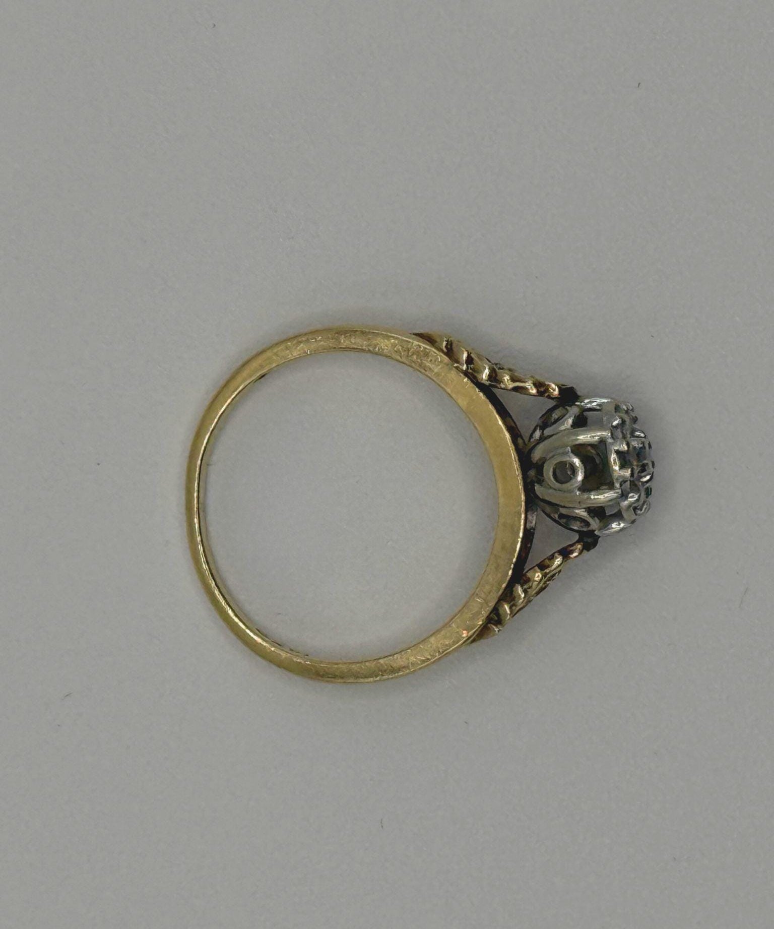 Victorian Style Diamond Daisy Cluster Ring • 14k Gold Vintage Ring