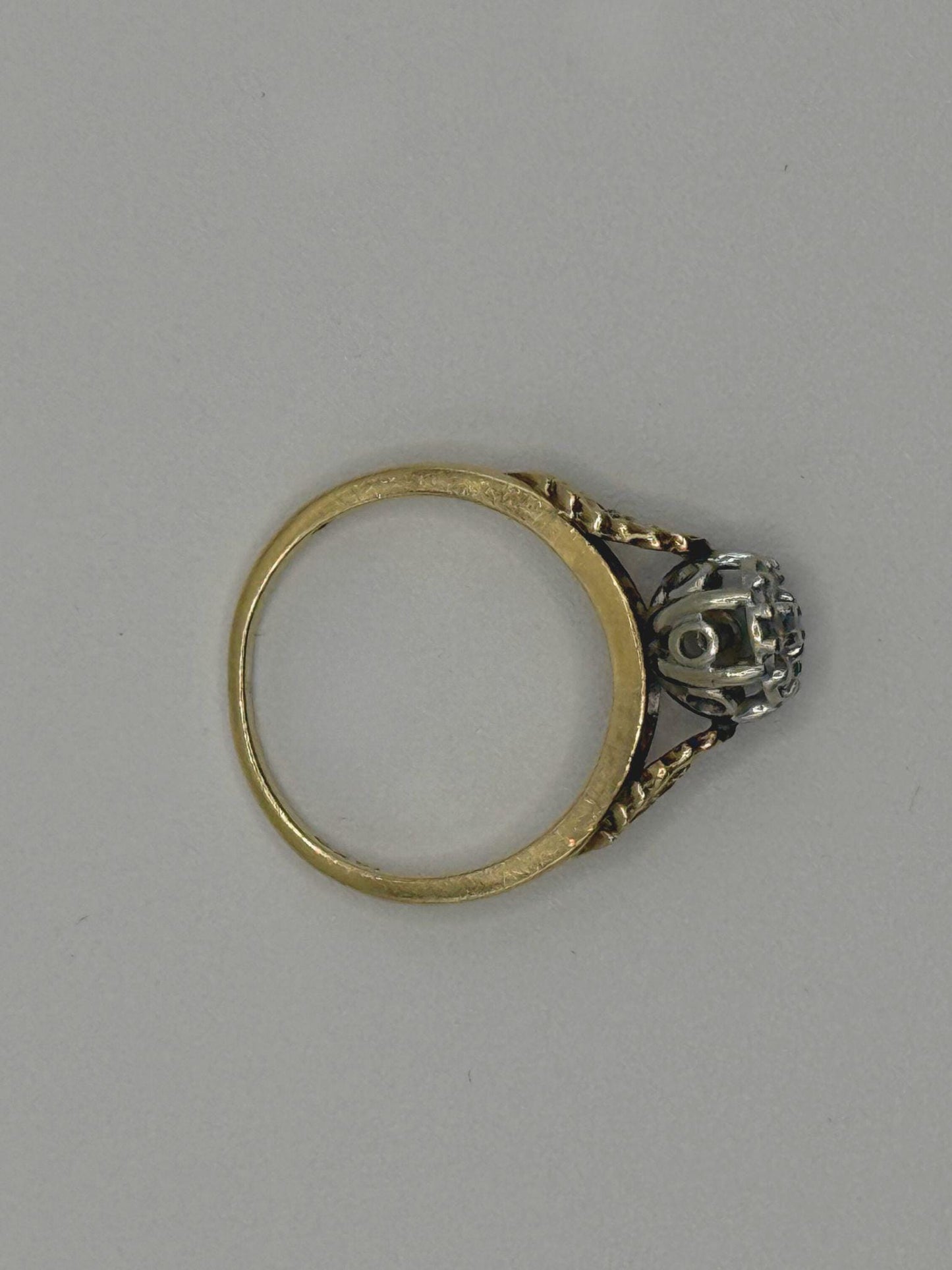 Victorian Style Diamond Daisy Cluster Ring • 14k Gold Vintage Ring