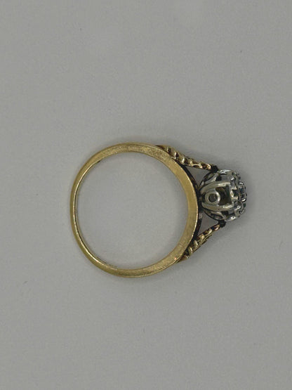 Victorian Style Diamond Daisy Cluster Ring • 14k Gold Vintage Ring