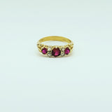 9ct Yellow Gold Ruby & Diamond Half Hoop Ring • English Vintage Style