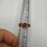 9ct Yellow Gold Ruby & Diamond Half Hoop Ring • English Vintage Style