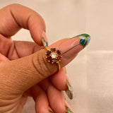 Red Daisy Cluster Ring