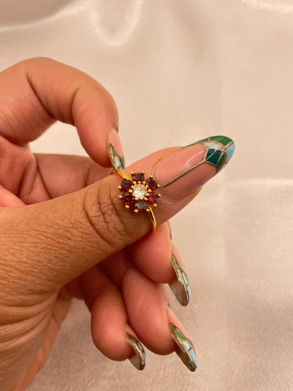 Red Daisy Cluster Ring
