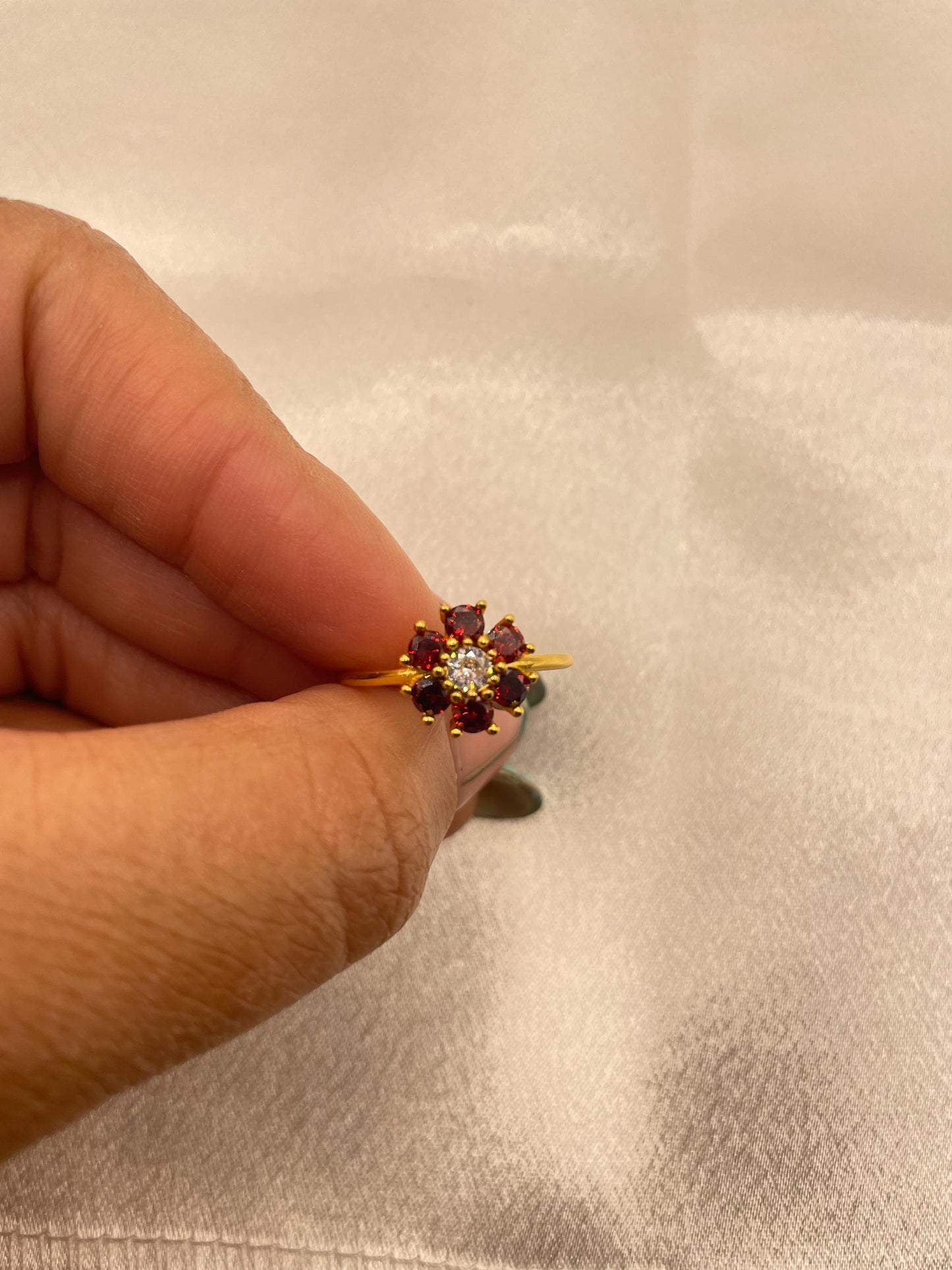 Red Daisy Cluster Ring