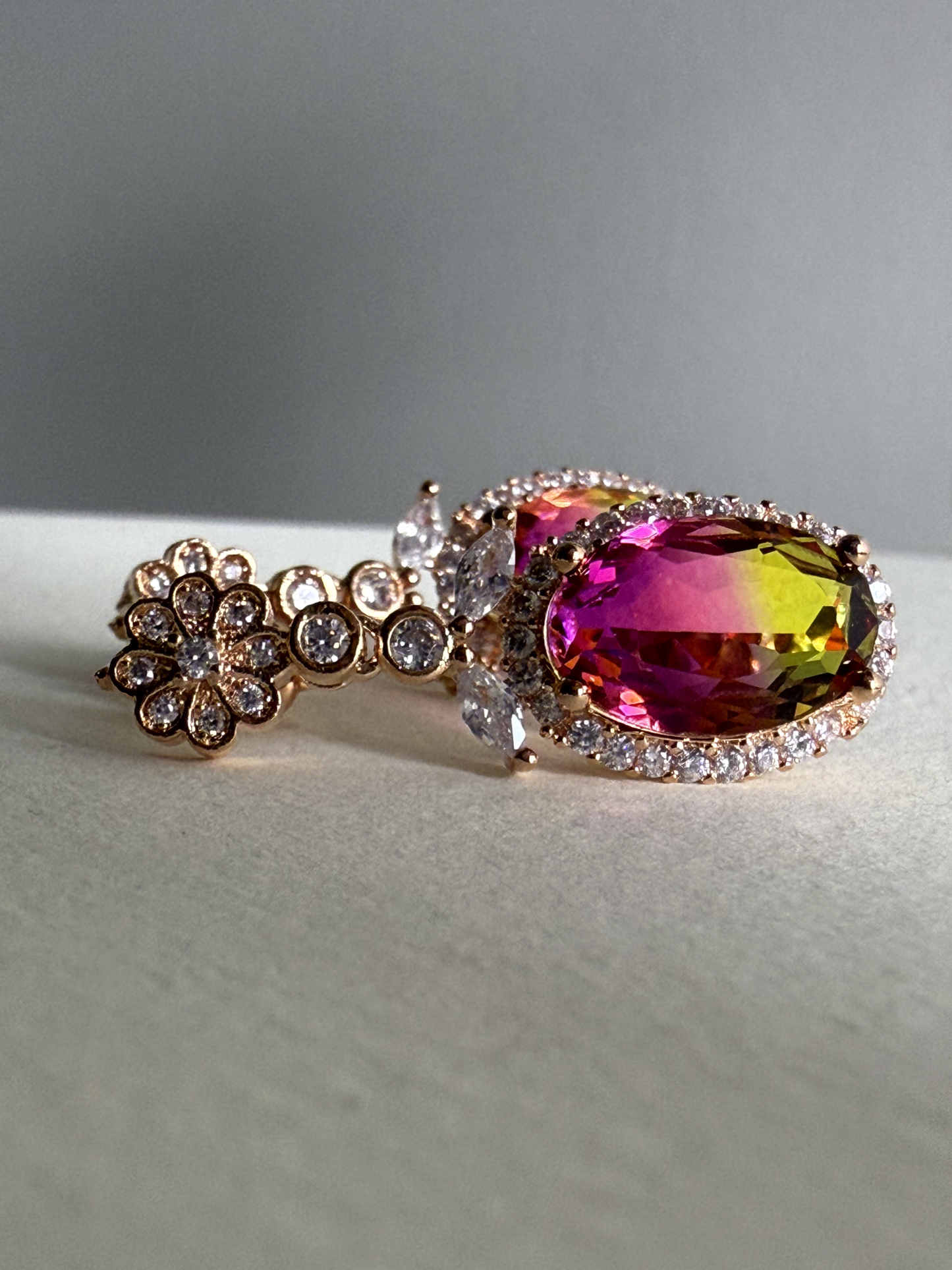 California Sunset Rose Gold-Plated Zircon Earrings